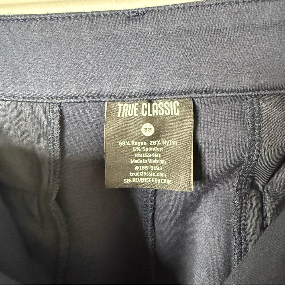 True Classic Navy Blue Casual Chino Pants Size 38 Stretch - Picture 6 of 6